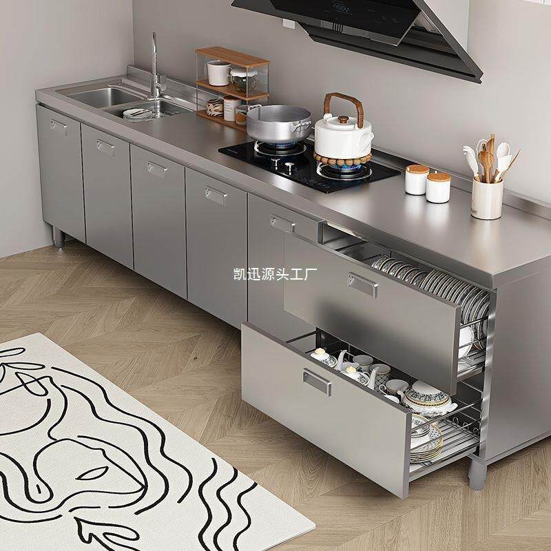 304整体加厚不锈钢橱柜免安装一体式厨房灶台柜家用小户型