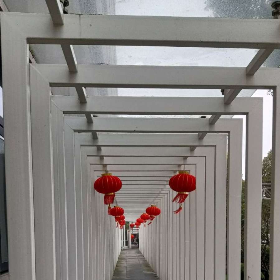 合肥钢结构长廊休闲连接花架风雨廊走廊铝板公司厂房庭院雨棚焊接