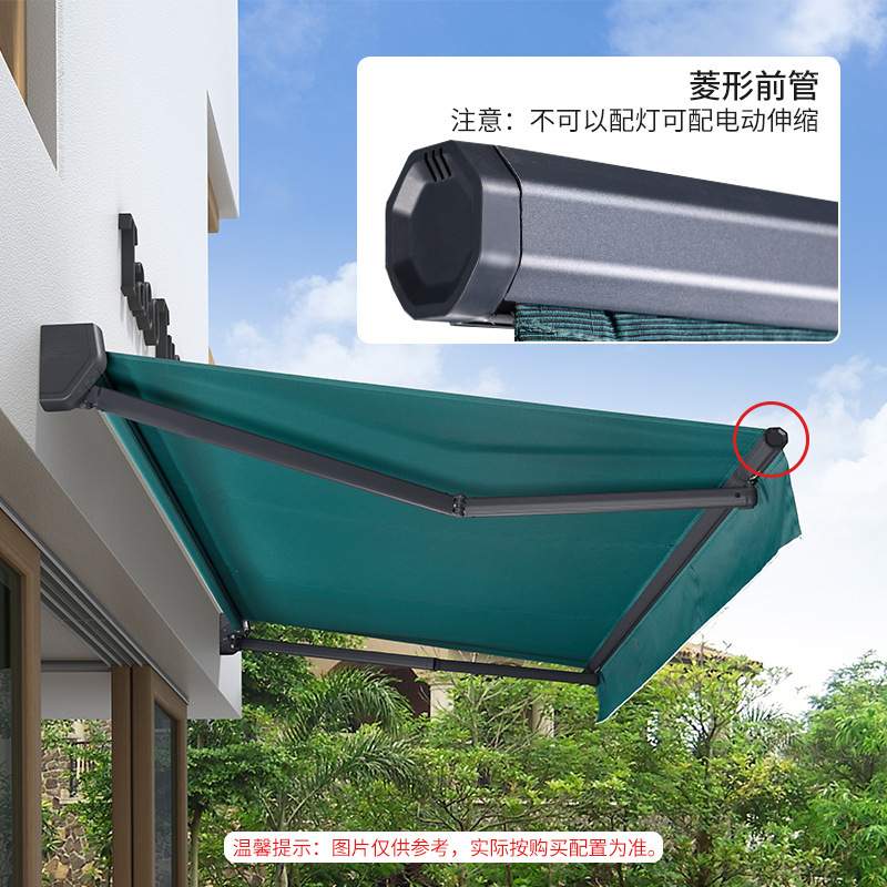 外贸户外防雨遮阳棚屋檐阳台庭院铝合金遮雨棚伸缩手摇电动遮阳棚