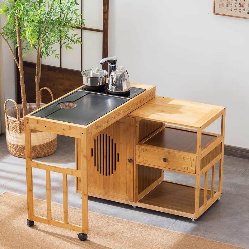 茶几桌旋转茶桌新中式移动茶台实木茶几泡茶台一体家用茶车边几柜