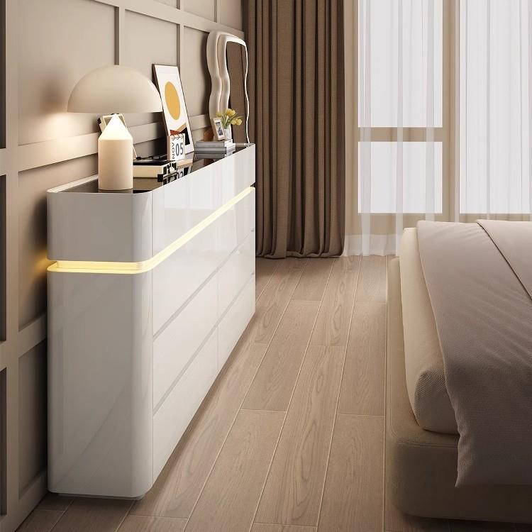 卧室超薄实木斗柜床尾置物柜现代简约客厅靠墙收纳储物抽屉五斗柜