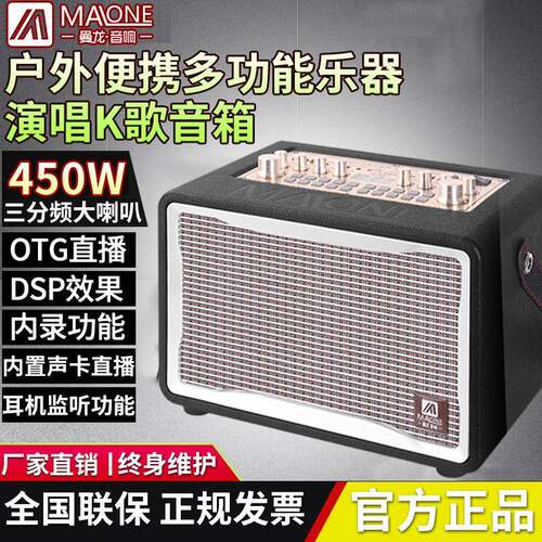 曼龙新款户外音响大功率专业移动直播声卡演出吉他K歌广场舞音箱