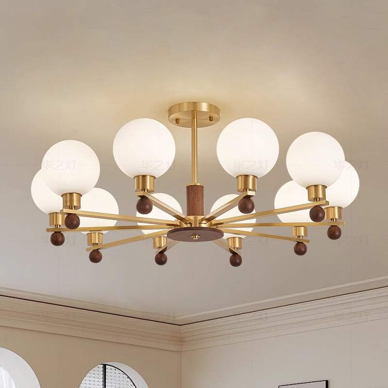 黑胡桃木客厅吊灯复古高端新款中古风新中式大厅主灯魔豆餐厅吊灯