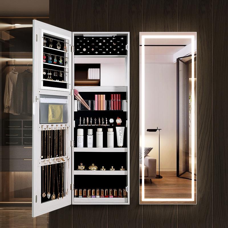 ft穿衣镜全身镜子壁挂收纳一体首饰柜家用带灯镜落地女生卧室试衣