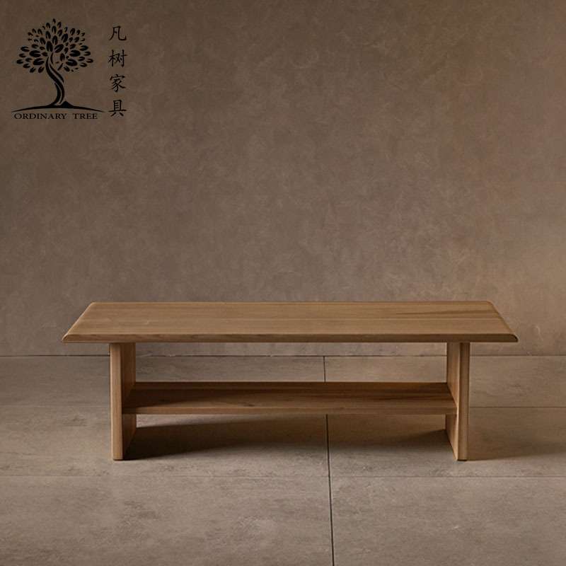 北欧现代简约家用民宿客厅小户型全实木茶台 长方形沙发茶几 凡树