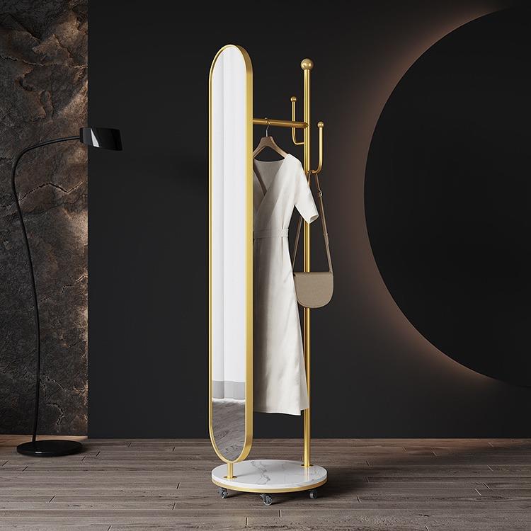 全身镜挂衣架轻奢风试衣镜旋转落地镜一体卧室床边穿衣镜子衣帽架