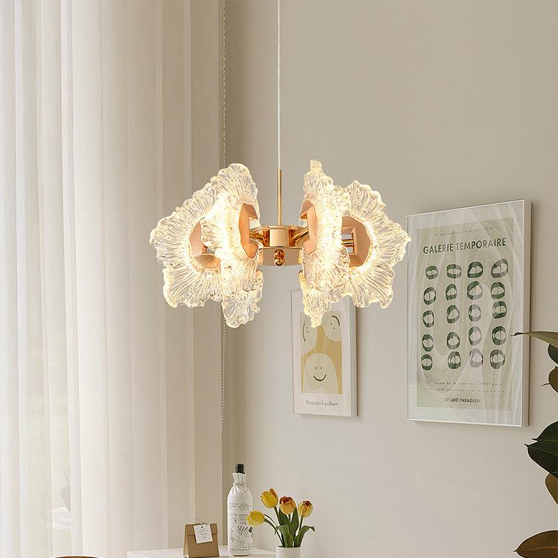 北欧轻奢法式复古花瓣吊灯现代简约书房卧室阳台过道玄关灯具吊灯