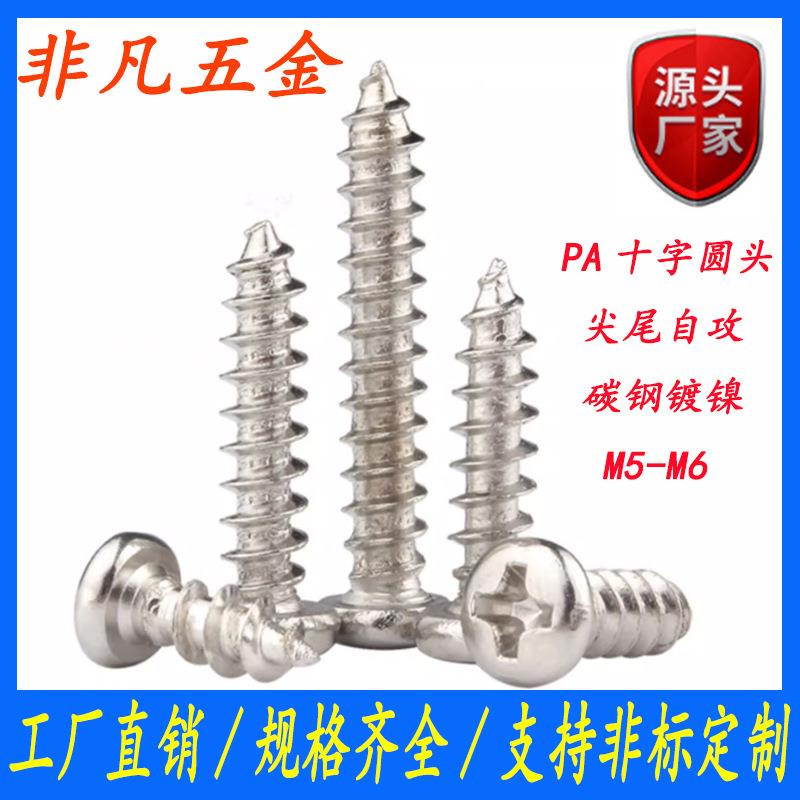 环保镀镍PA十字槽圆头自攻螺丝十字盘头自攻螺钉电器螺丝钉M5M6