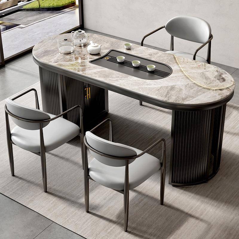 岩板茶桌椅组合书房轻奢现代简约办公烧水泡茶一体小户型阳台茶台