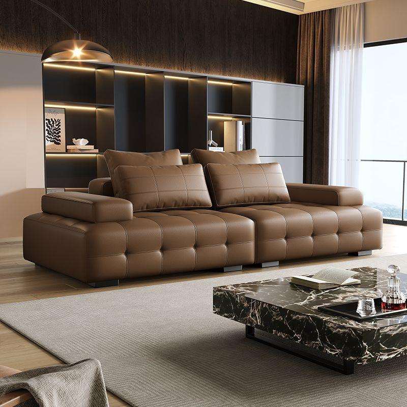 意式极简沙发现代简约别墅客厅大户型直排劳伦斯皮沙发