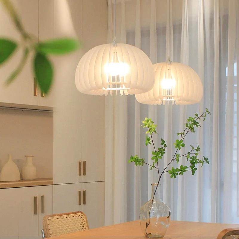 日式南瓜吊灯现代简约奶油风卧室书房餐厅灯创意个性艺术中山灯具