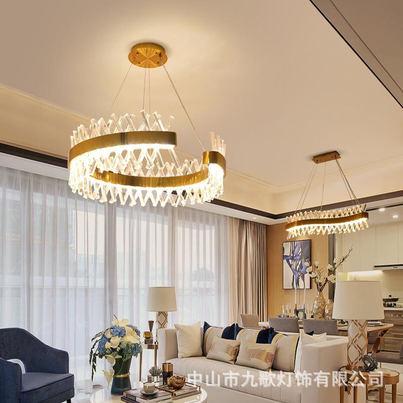 轻奢水晶吊灯现代简约餐厅客厅灯具别墅后现代卧室楼梯间网红灯具