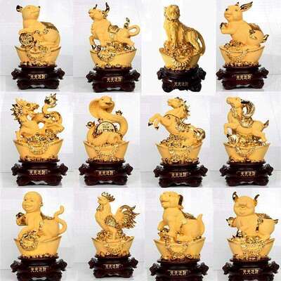 沙金十二生肖属相摆件 办公家居客厅树脂工艺品生肖装饰品摆件
