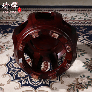 酸枝木鼓凳仿古中式实木圆凳鼓墩坐墩古筝凳客厅红木沙发茶几矮凳