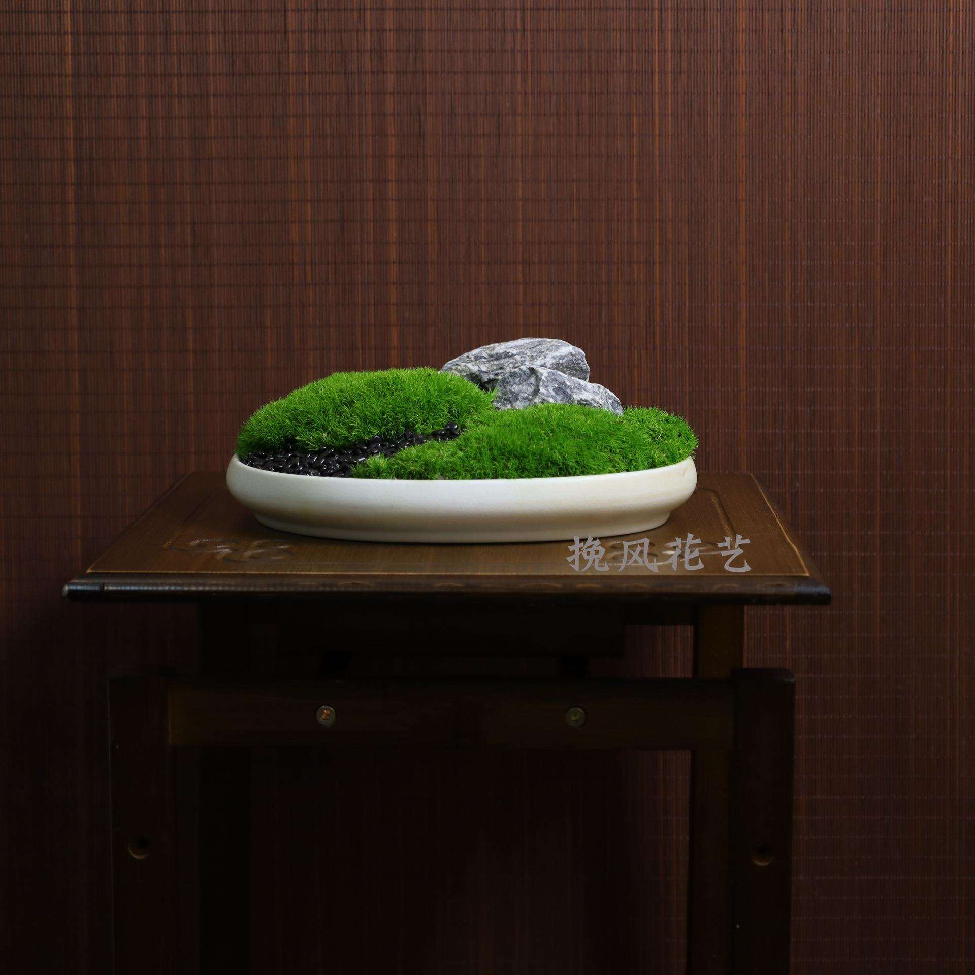 新中式永生苔藓盆景酒店餐厅餐桌花艺装饰摆件桌面微景观摆放