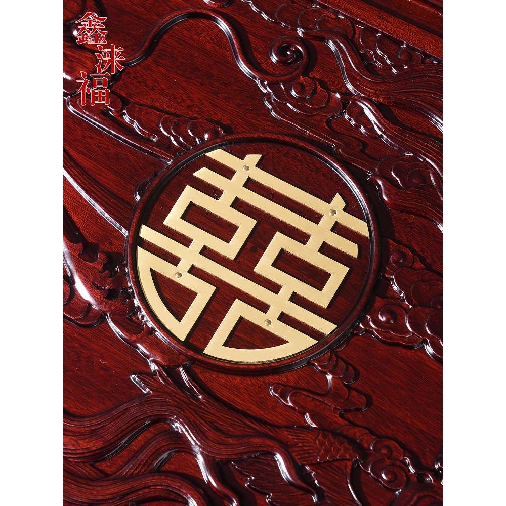 xyt龙凤喜香樟木箱子整板婚嫁箱陪嫁全樟木字画箱木箱储物箱实木