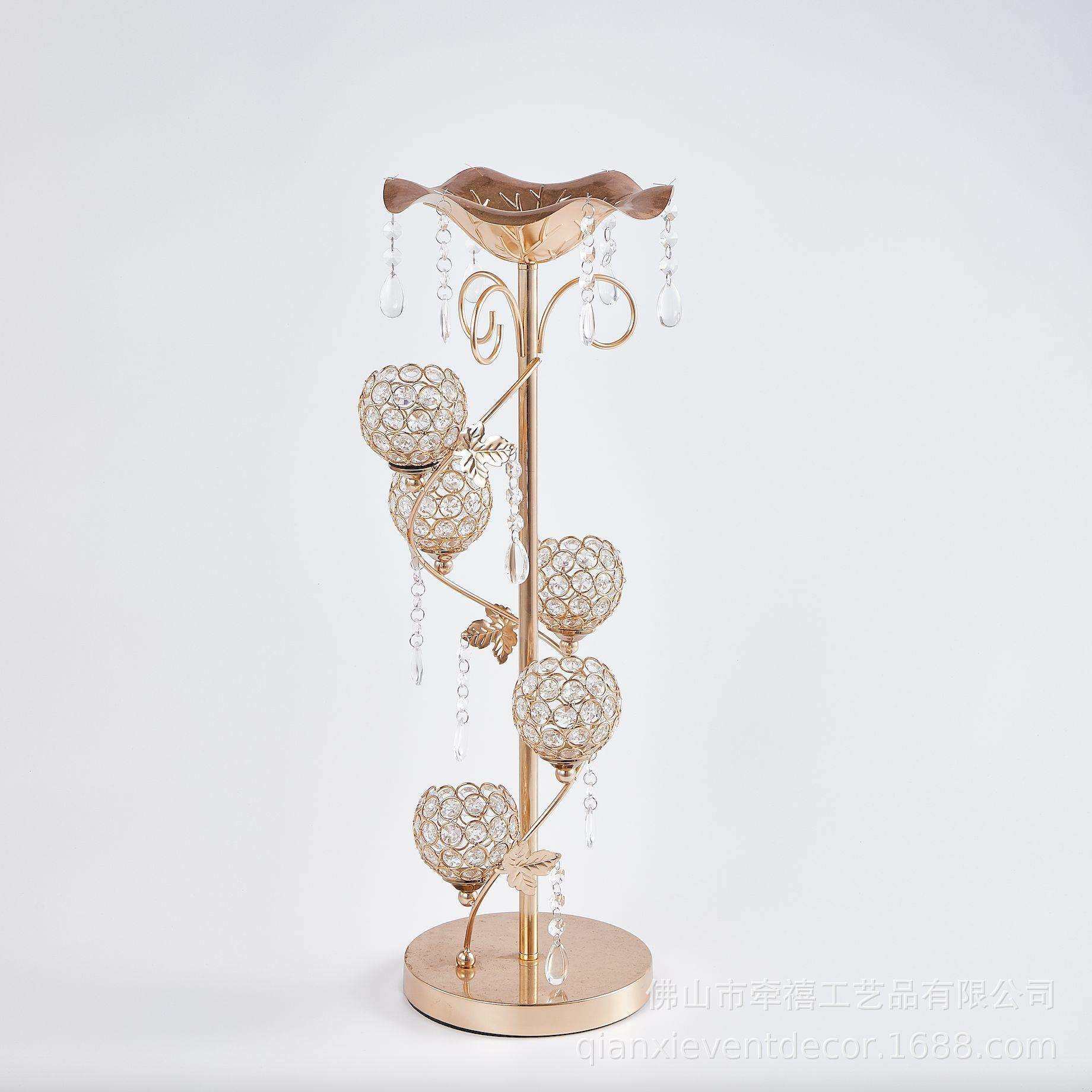 工厂现货旋转烛台架婚礼烛光晚餐道具饰品展示架金属创意水晶烛台