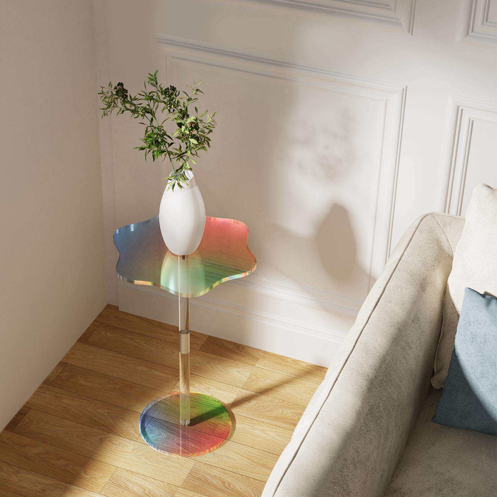 简约炫彩透明亚克力茶几边几时尚角几现代小圆桌小空间饮料桌