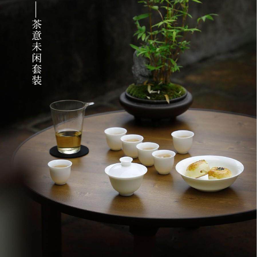 白瓷盖碗茶杯茶具套装家用客厅陶瓷壶承功夫泡茶具轻奢公道高档