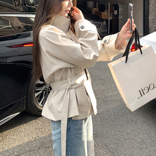 英伦风立领收腰韩国高端休闲外套2025秋冬新款 早秋韩系风衣女短款