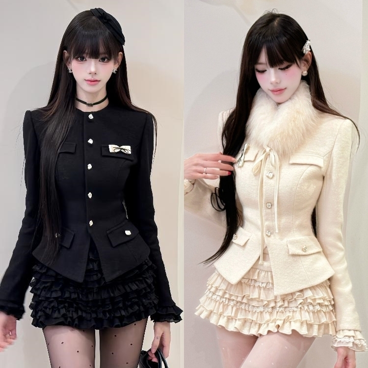 秋冬穿搭一整套毛呢外套短裙套装