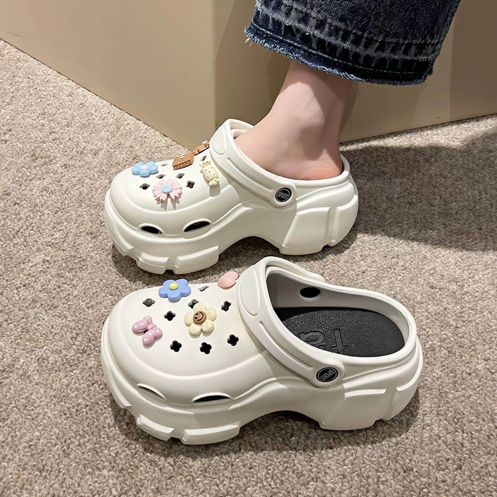 croc卡cs洛驰可爱花花洞洞鞋女款2026新款夏季厚底EVA防臭防滑