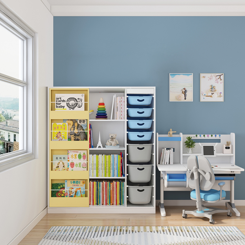 可比熊实木儿童书柜落地学生书架置物架卧室玩具收纳架客厅置物柜