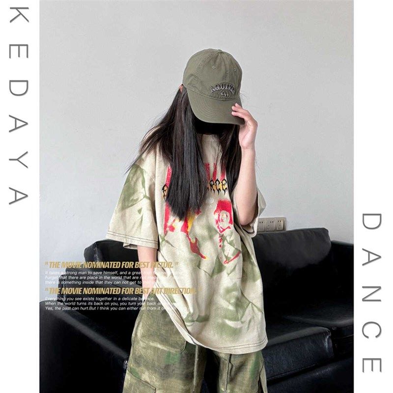 夏季童装潮酷男女儿童美式短袖T恤上衣中性宽松少儿嘻哈街舞服