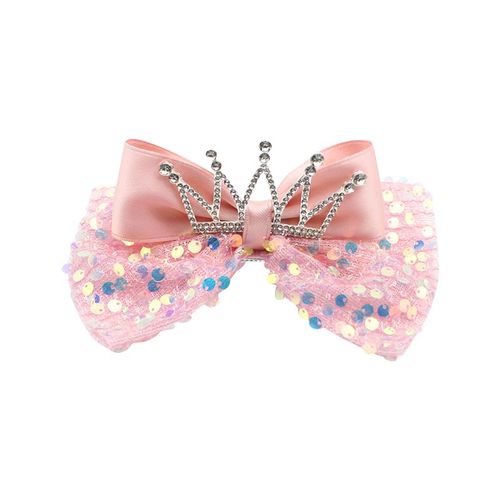 韩国女童大蝴蝶结亮片皇冠发夹儿童公主顶夹立体发卡小女孩头饰潮