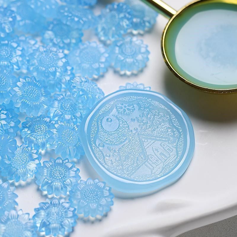 新品半透向日葵花型火漆印章蜡粒全套封口信封婚礼请柬邀请函装饰