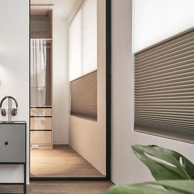 贵品免打孔拉珠日夜蜂巢帘电动隔热遮光蜂窝百叶窗帘卧室客厅窗帘