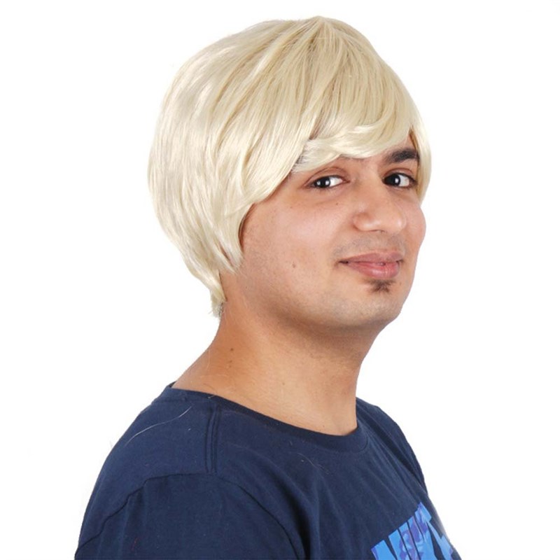 假发男士浅金色短发斜刘海表演假发头套欧美假髮外国人假发发套