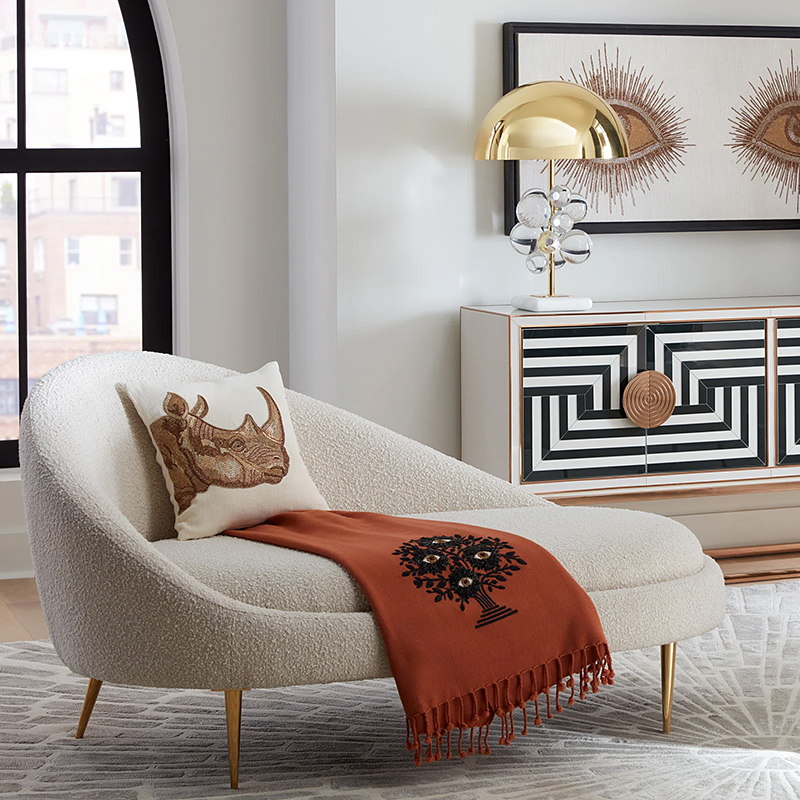 意式奶油小户型客厅贵妃椅沙发躺椅北欧极简羊羔绒美人榻阳台卧室