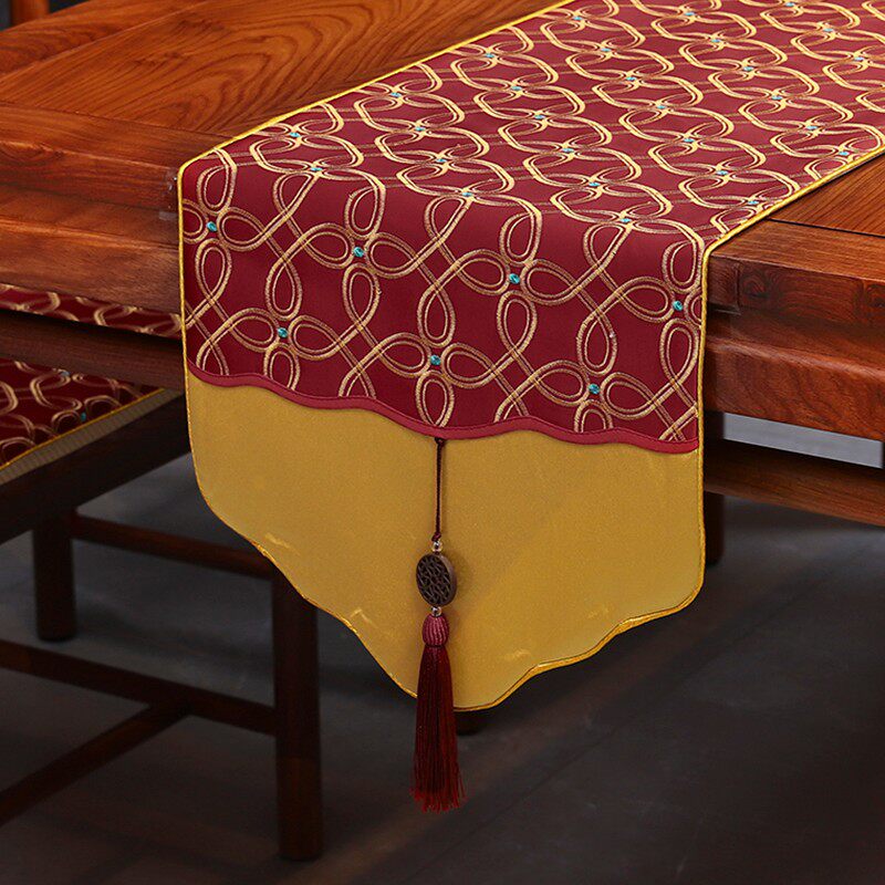 新中式桌旗古典中国风禅意茶几布家用电视柜床头柜餐桌布艺茶桌旗