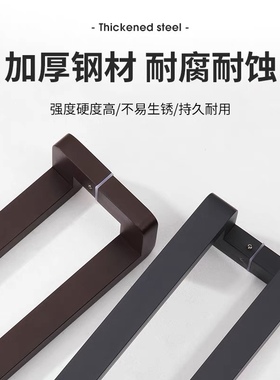 方管圆角双弯不锈钢黑钛玫瑰金灰色有框门玻璃门拉手木门拐角把手