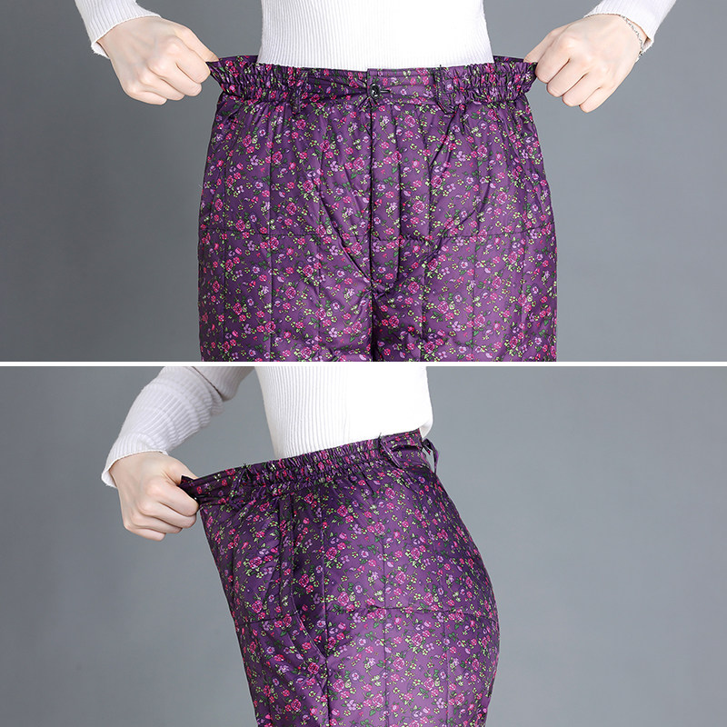 防寒冬季户外中老年人羽绒裤女款妈妈穿高腰加厚大码保暖棉裤宽松