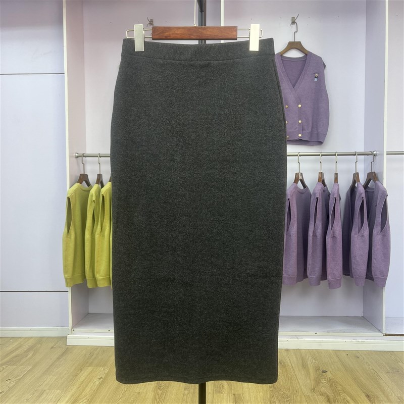 891针织半身裙女2024秋冬新款高腰显瘦中长款a字包臀裙一步裙子