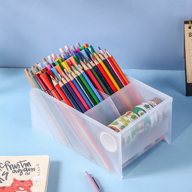 斜插式笔架学生书桌桌面多功能文具收纳盒办公室大容量马克笔笔筒