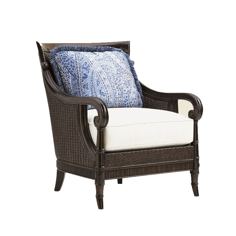 莱克星顿家具定制 单人沙发 美式实木沙发客厅天然编织阳台休闲椅
