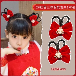 儿童古风发夹假发头饰宝宝蝴蝶结发饰超萌可爱中国风夹子耳朵女童