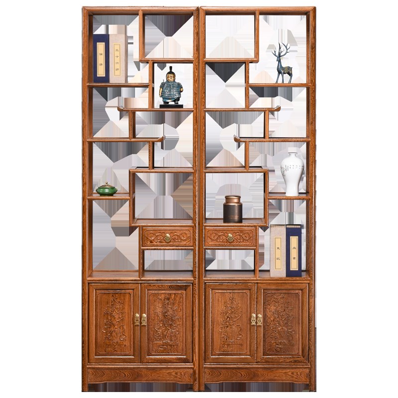 红木家具全鸡翅木展示架博古架中式实木玄关隔断古董架客厅多宝阁