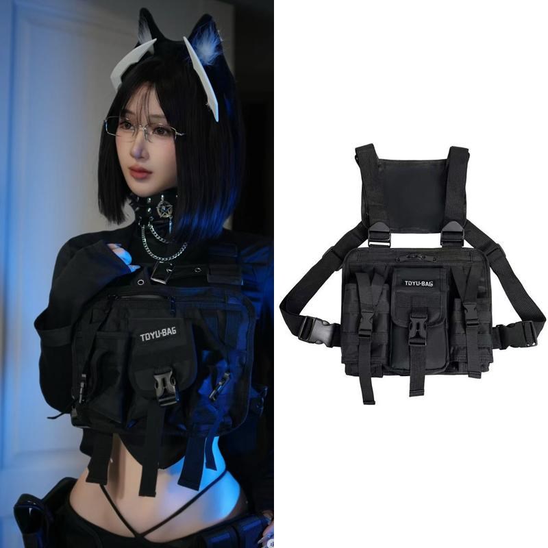 胸包男女通用战术户外机能工装骑行背包J多功能休闲背心包运动装