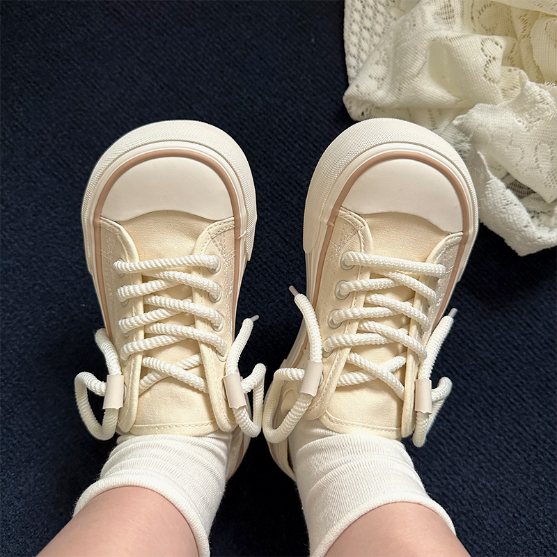 成宇阳 小众奶fufu丑萌大头两穿帆布鞋可爱厚底小白鞋女夏季板鞋