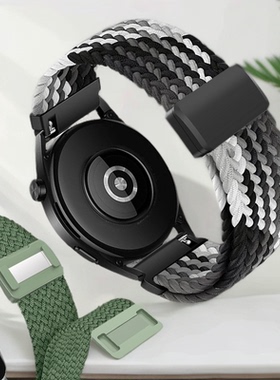 适用fitbit Versa2/Lite/Versa SE/Versa3/4/sense/sense2手表表带轻便升级磁吸扣编织尼龙回环表带运动透气