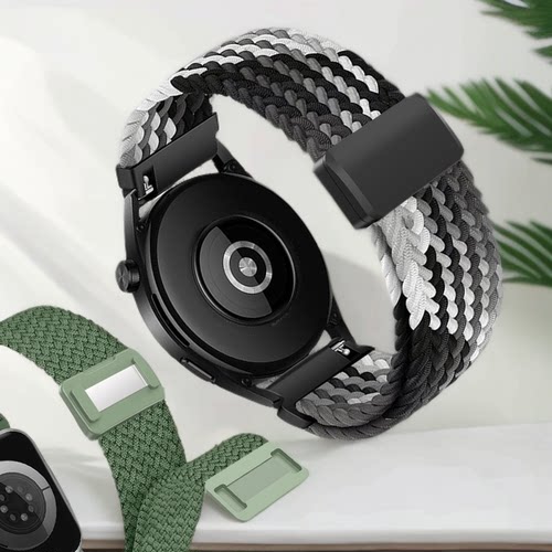 适用fitbit Versa2/Lite/Versa SE/Versa3/4/sense/sense2手表表带轻便升级磁吸扣编织尼龙回环表带运动透气