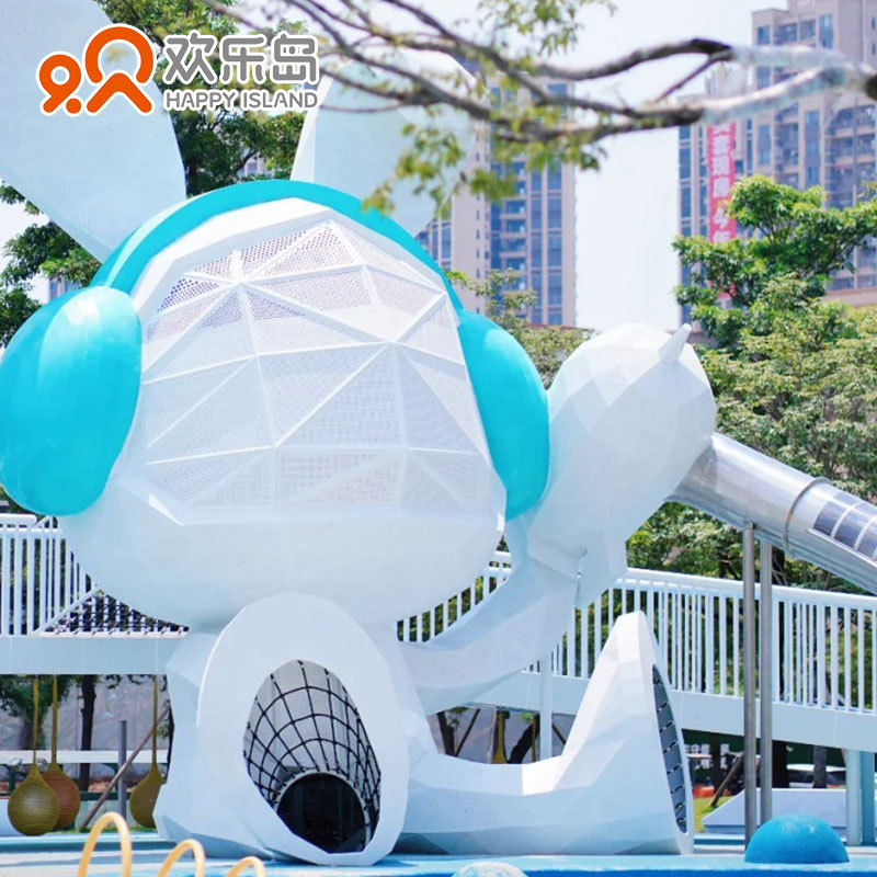 公园小区景区儿童乐园户外无动力非标游乐设备兔子造型滑梯设计