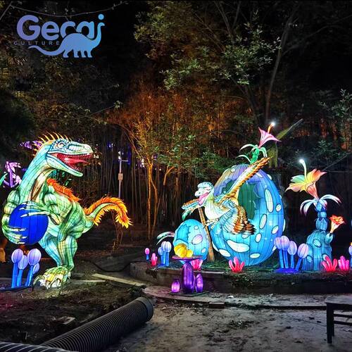 2025春节元宵灯会景区网红打卡美陈大型恐龙彩灯花灯自贡厂家