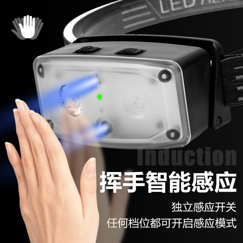 USB多源头户外工作智充能钓便携电灯头感应HP—208头戴LED光源功图片
