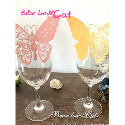 爆款 欧式婚礼镂空蝴蝶红酒杯插卡 生日宴会派对席位卡 装饰 50枚