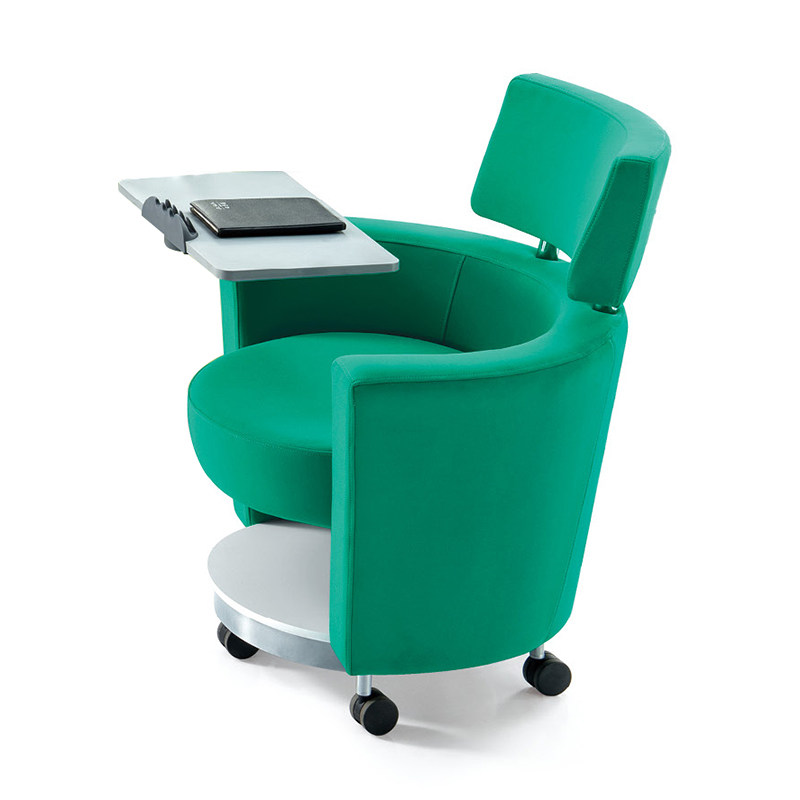 布艺沙发椅培训椅带大写字板皮艺会议H椅讨论椅教室学生课椅带桌